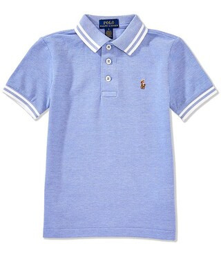 Little Boys Short Sleeve Oxford Mesh Polo Shirt | Dillard's