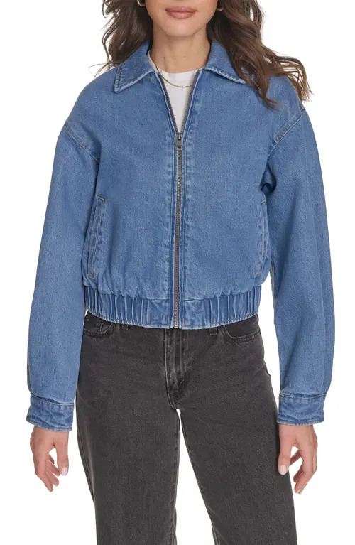 levi's Denim Bomber Jacket in Medium Wash Denim at Nordstrom, Size Small | Nordstrom