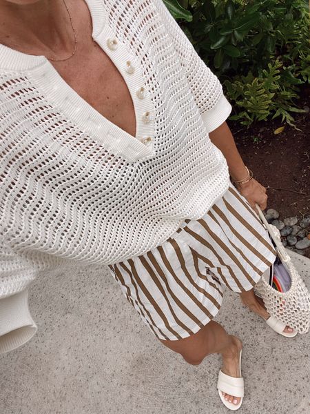 Knit top (runs tts) 
Striped shorts- work as a coverup or for everyday wear (run Tts) 


#LTKstyletip #LTKtravel