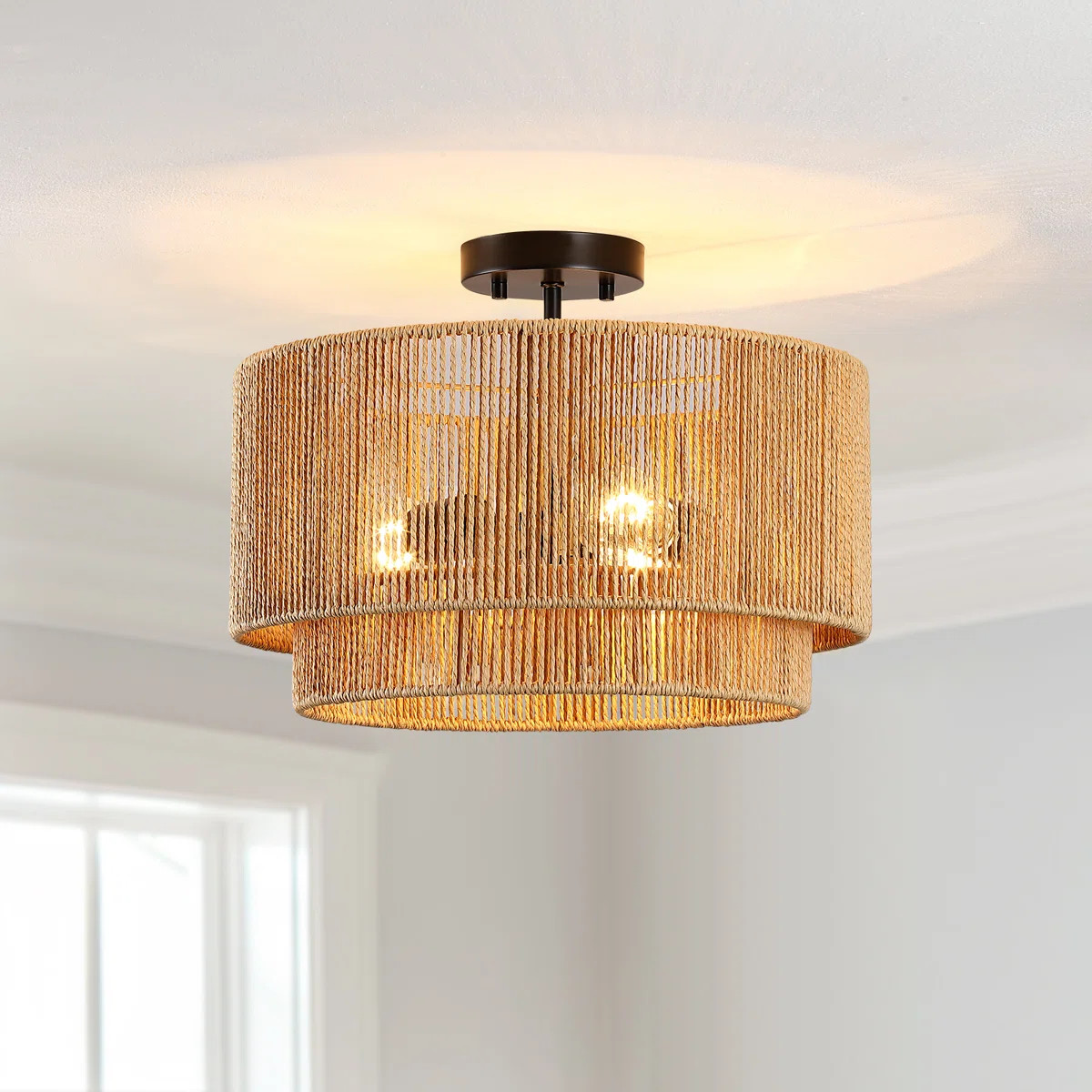 16 In. 3-light Tiered Drum Semi-flush Mount | Wayfair North America