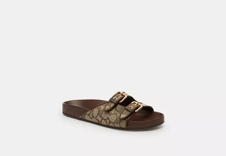 Two Band Buckle Sandal In Signature Jacquard | Other Shoes | Coach | COACH® | Coach (US)
