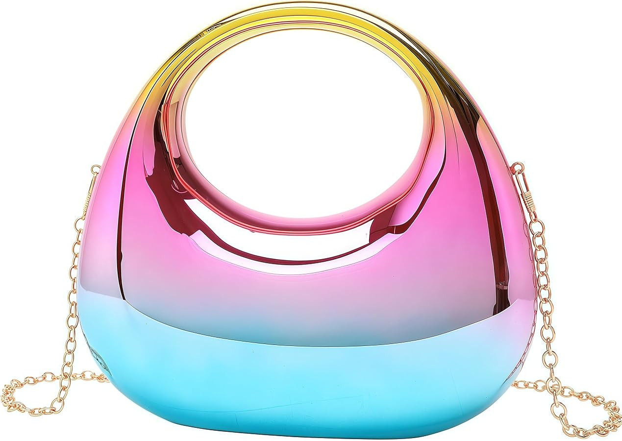 Trendy Acrylic Clutch for Women - Cute Small Unique Purse, Metal-Detailed Evening Bag for Party C... | Amazon (US)