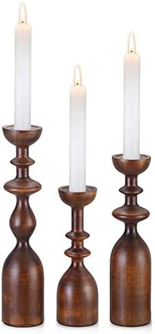 HOWSILAY Candle Holder Wood Candle Holders for Table Centerpiece Candlestick Holders Modern Farmh... | Amazon (US)