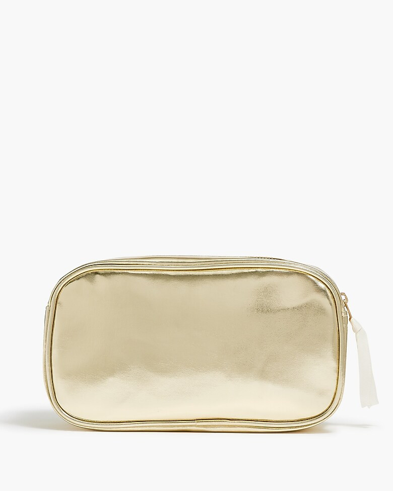Metallic customizable cosmetic pouch | J.Crew Factory