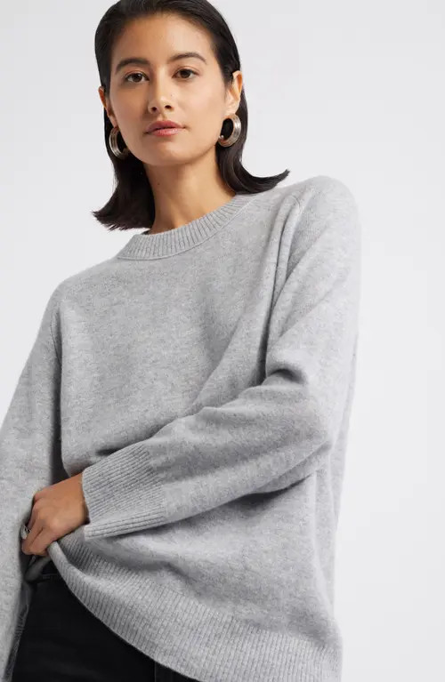 Nordstrom Relaxed Cashmere Crewneck Sweater in Grey Formal at Nordstrom, Size Xx-Small | Nordstrom