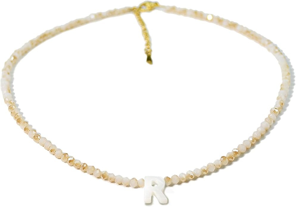 Tanyoyo Initial Necklaces for Women - Trendy Beaded Choker Necklace for Women, Handmade Letter Ch... | Amazon (US)