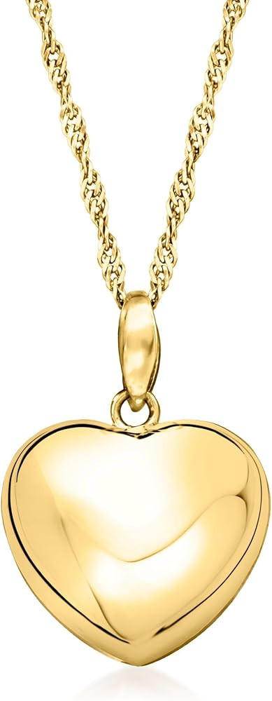 Ross-Simons Italian 18kt Gold Over Sterling Puffed Heart Pendant Necklace | Amazon (US)