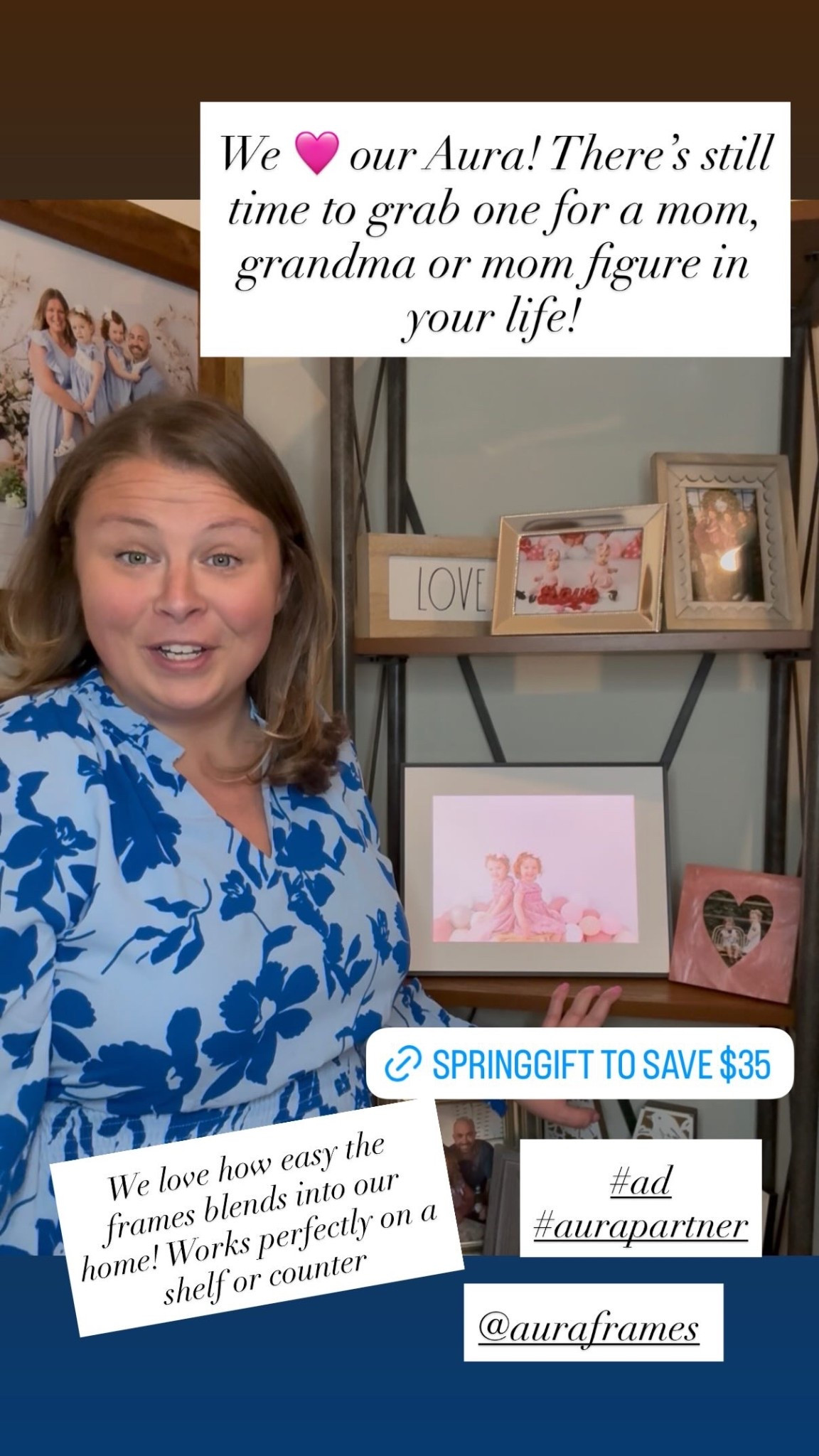 We 🩷 our Aura! There’s still time to grab one for a mom, grandma or mom figure in your life! @auraframes  #ad
#aurapartner We love how easy the frames blends into our home! Works perfectly on a shelf or counter

#LTKU #LTKMothersDay #LTKmomlife