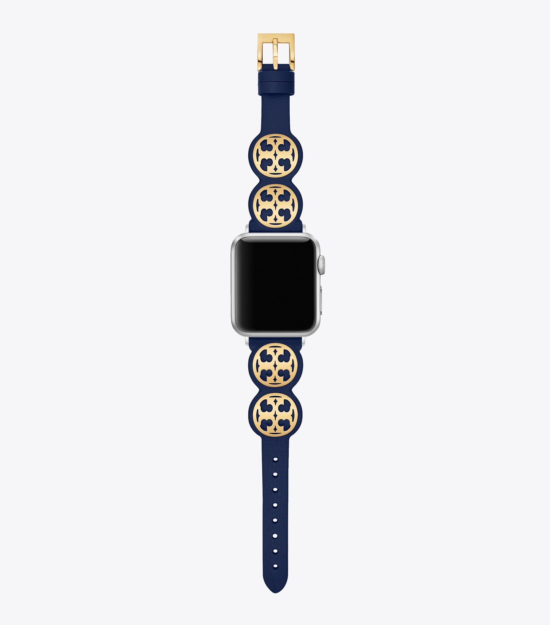 Miller Band for Apple Watch®, Navy Leather, 38 MM – 40 MM | Tory Burch (US)