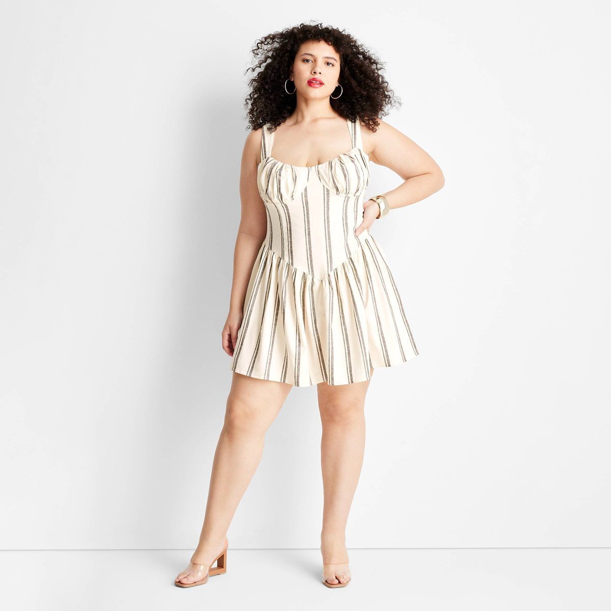 Women's Corset Mini Dress - Future Collective™ with Jenee Naylor Cream Striped 24 | Target