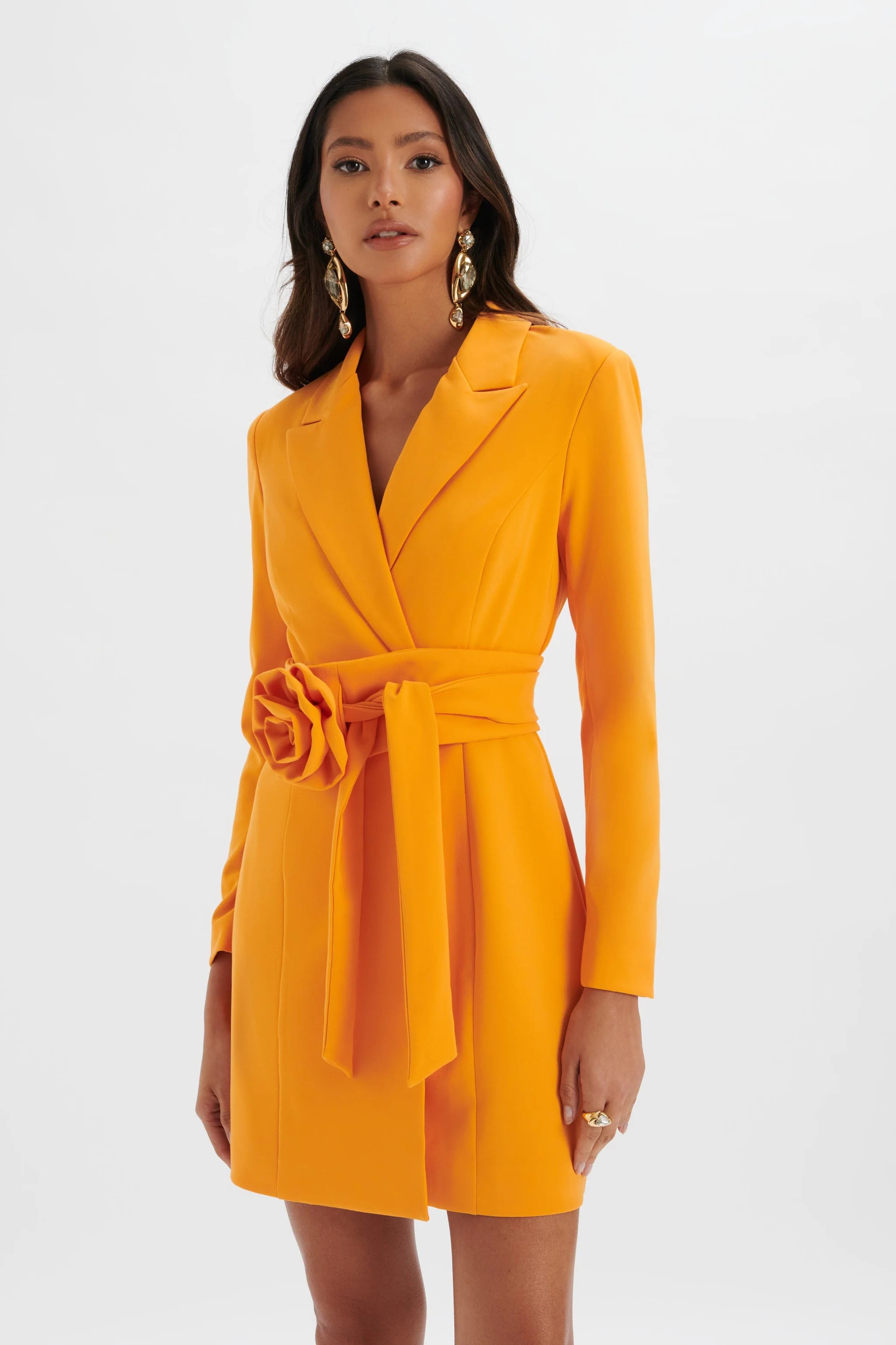ADYA Rosette Belted Blazer Mini Dress in Orange | Lavish Alice Retail Ltd