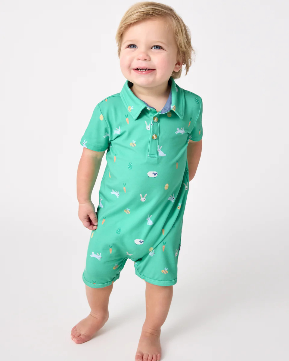 Bunny Burrow Polo Shorty Romper | Little Sleepies