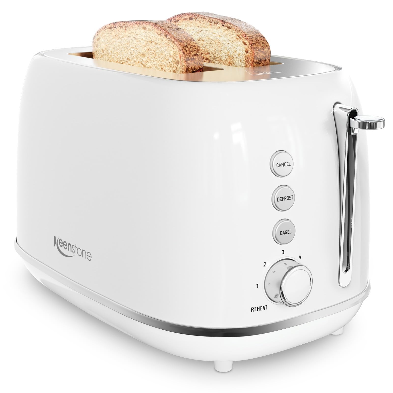 Keenstone Toaster 2 Slice, Retro Wide Slot Stainless Steel Toaster with 6 Browning Levels, Reheat... | Amazon (US)