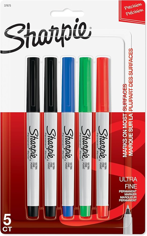 Sharpie 37675PP Permanent Markers, Ultra Fine Point, Assorted Colors, 5 Count | Amazon (US)