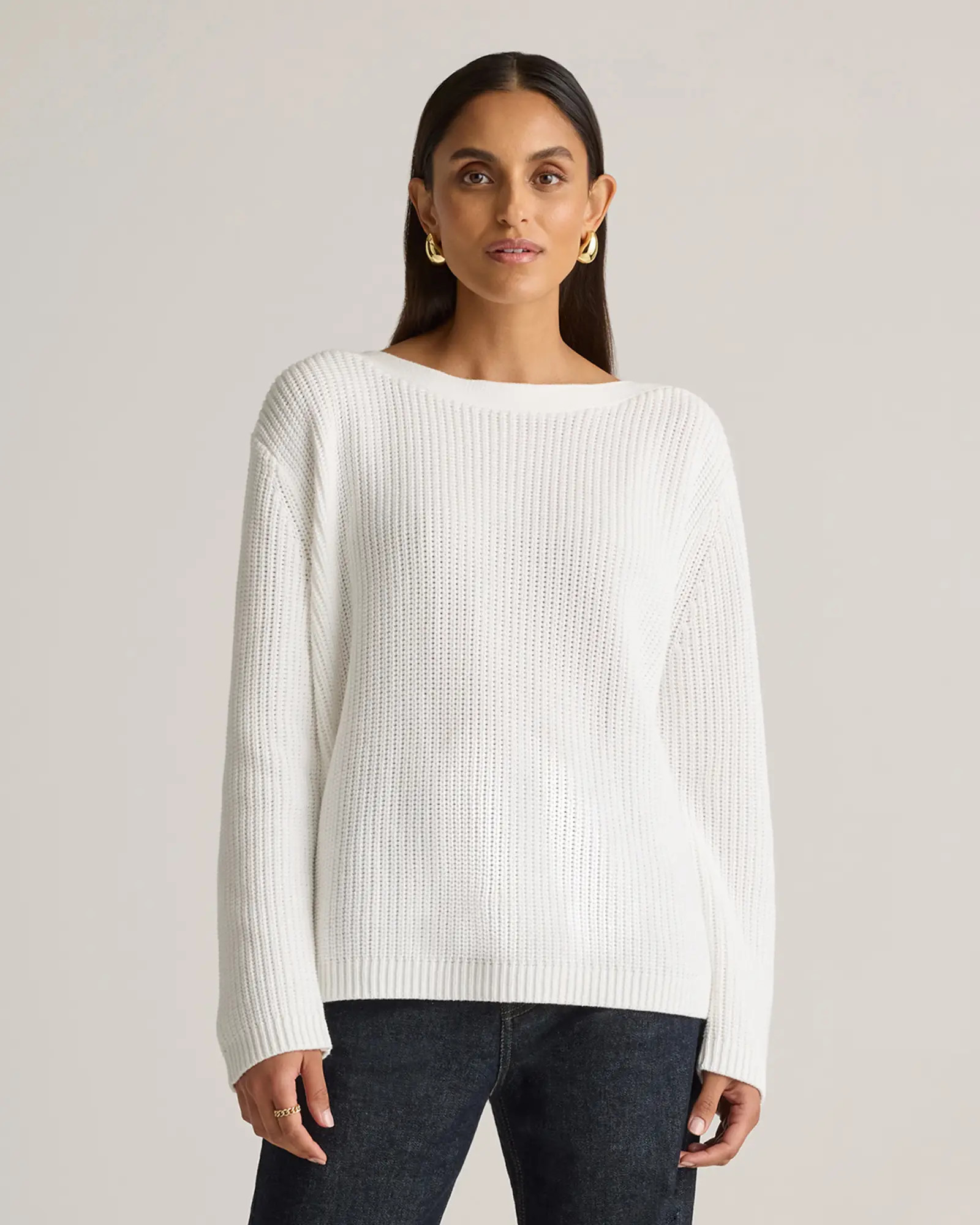 100% Organic Cotton Fisherman Boatneck Sweater | Quince