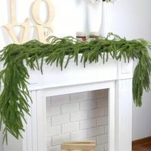 70.86 Inch Realistic Lifelike Artificial Norfolk Pine Garland With Green Vine For Dining, Mantle & Outdoor Christmas Decor | SHEIN