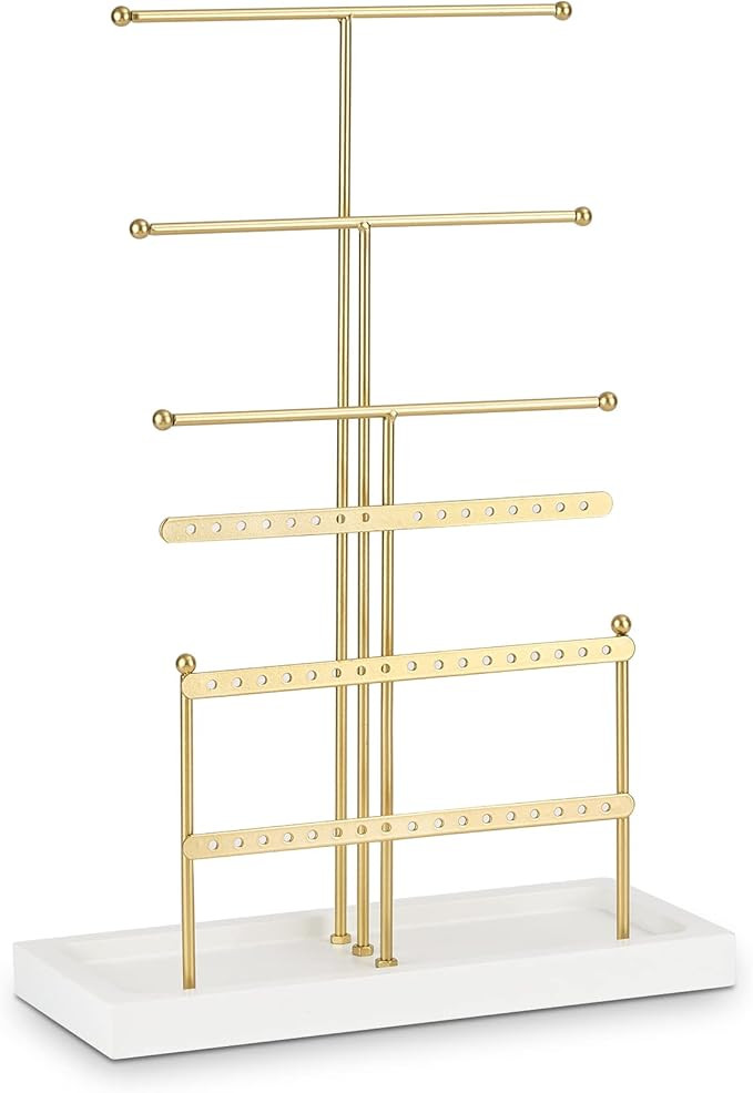CILXGQLN Jewelry Organizer Jewelry Holder, 6 Tier Earring Organizer Earring Holder Stand, Golden ... | Amazon (US)