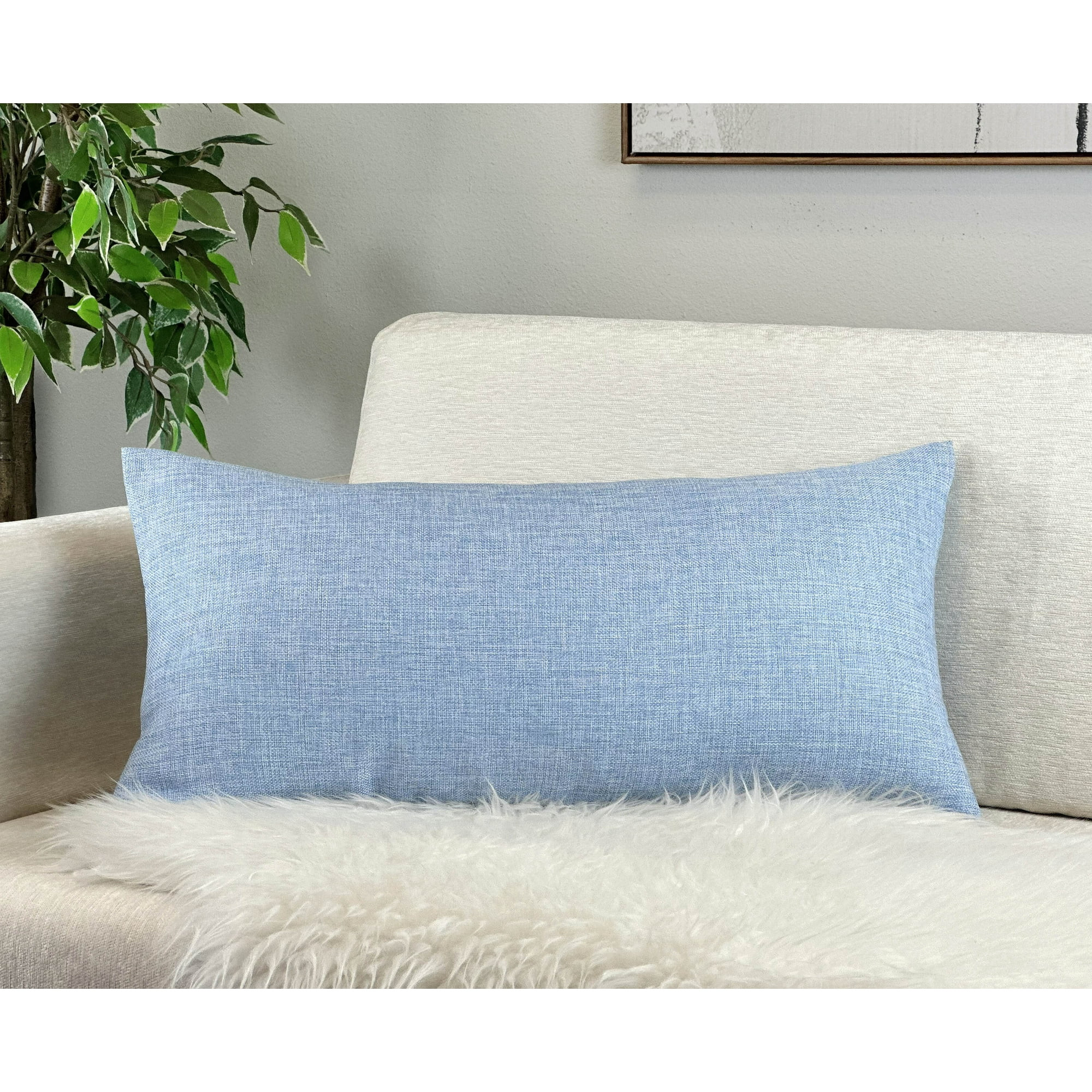 Aiking Home Woven Fine Faux Linen Throw Pillow Cover, size 12"x24", Baby Blue | Walmart (US)