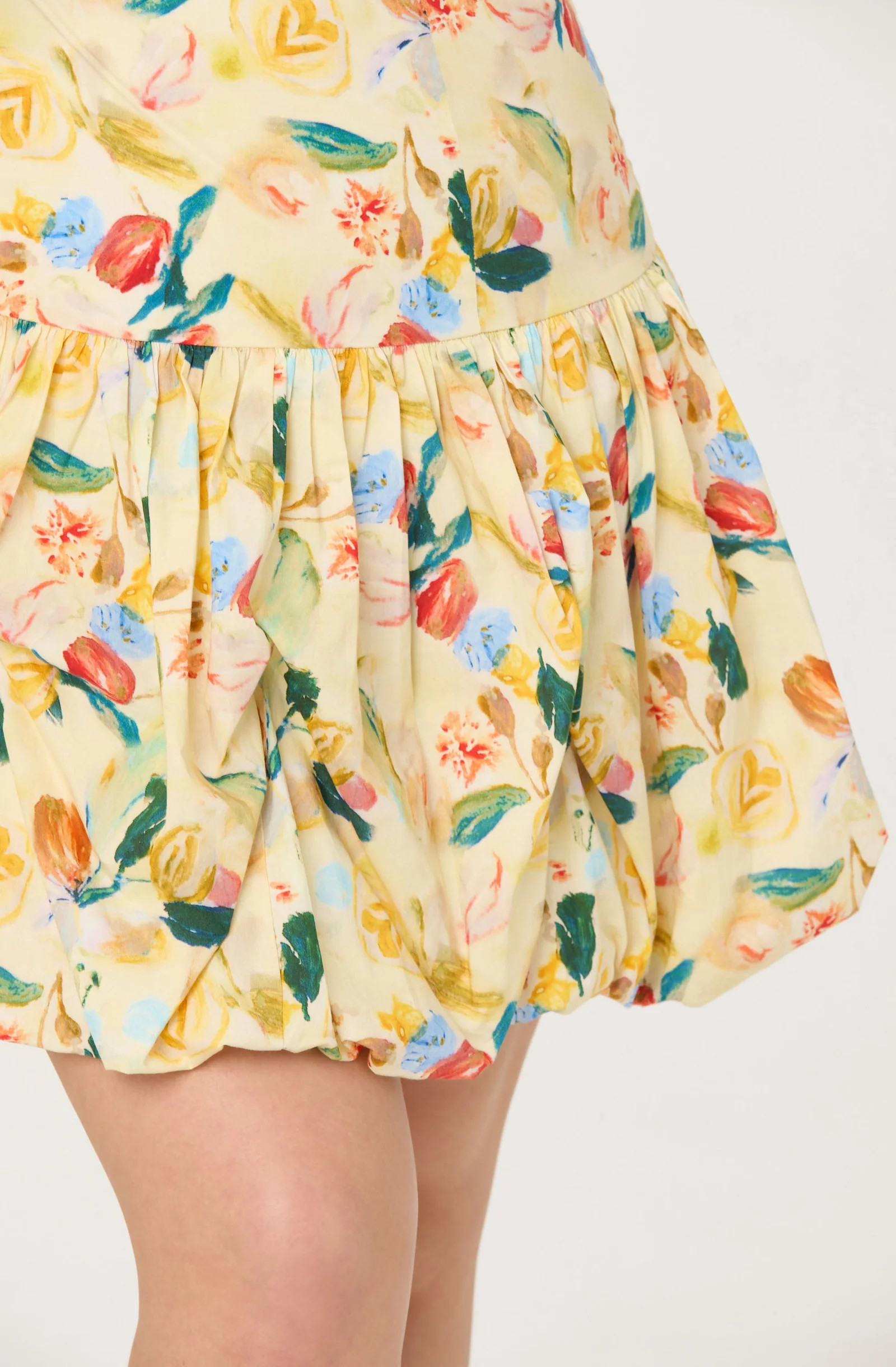 Keyla Drop Waist Bubble Dress - Plus Size - Yellow green floral / 1X | ASTR The Label (US)