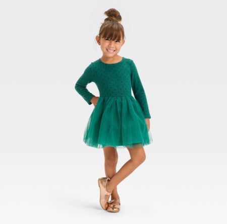 Green toddler girls Christmas dress 30% off at Target. The sleeves are super soft and the tulle makes it adorable! Comfy but still cute and dressy. On sale today only

#LTKkids #LTKsalealert #LTKHoliday