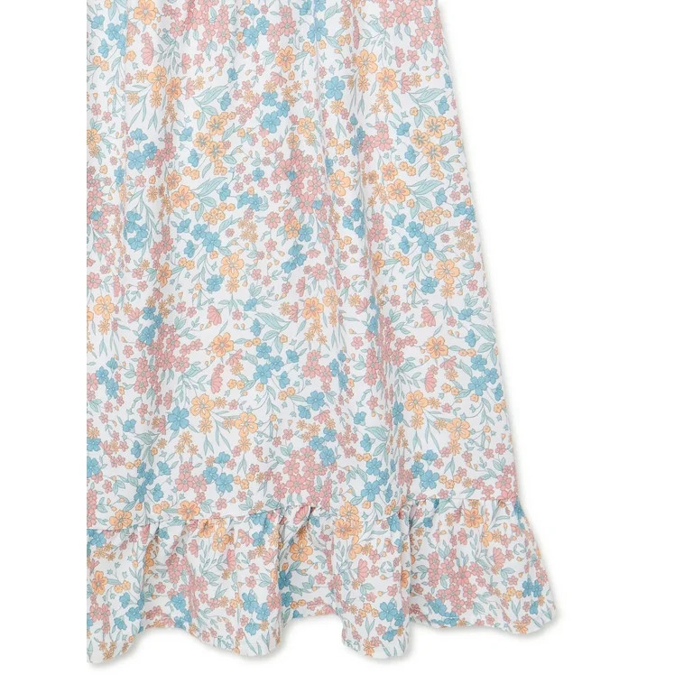 Wonder Nation Girls Smocked Ruffle Dress, Sizes 4-18 & Plus | Walmart (US)