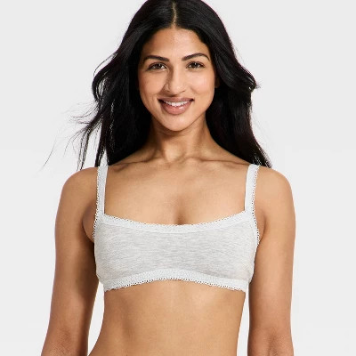 Women's Cloud Knit Lace Trim Bralette - Auden™ Heather Gray M | Target