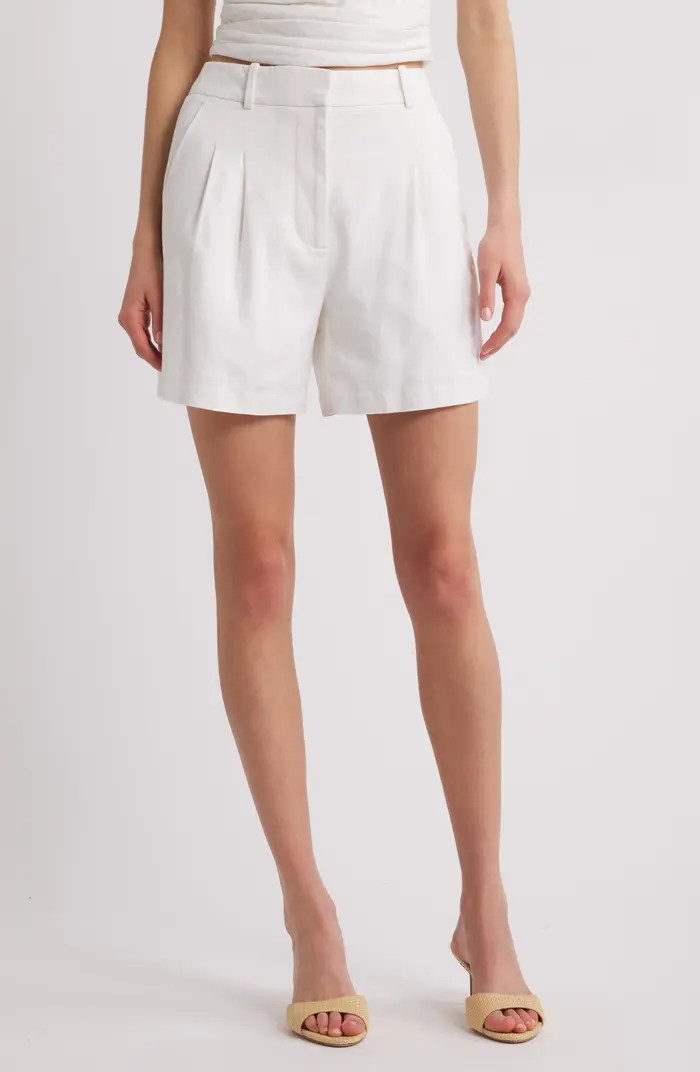 Everyday Pleated Linen Blend Shorts | Nordstrom