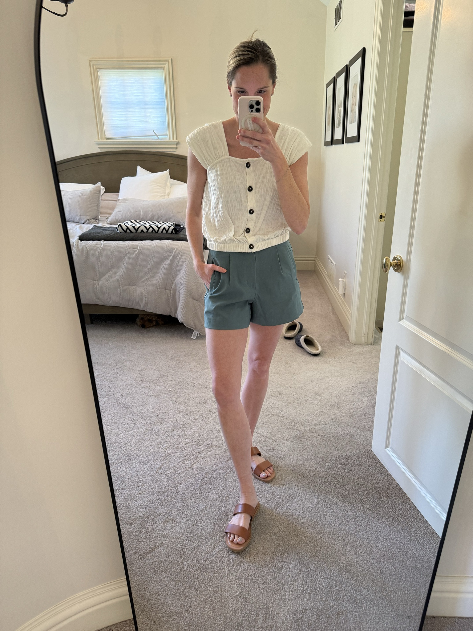 Operation update postpartum closet continues. Love these structured shorts from Target. Way more comfortable than expected. I’m wearing a 6. 4 were too tight/I’m too tall. Recommend size up if between sizes. 

#LTKsalealert