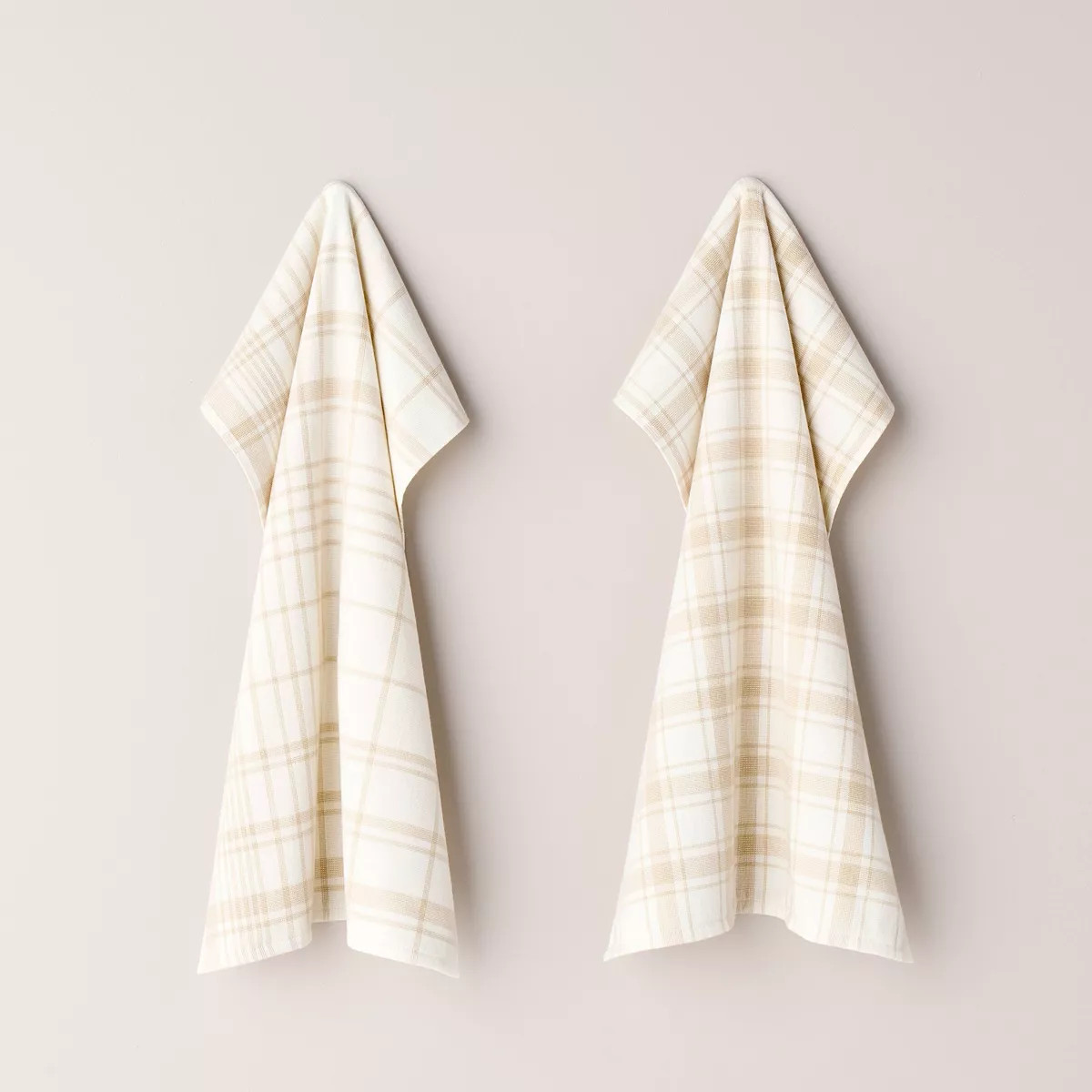 2ct Plaid Cotton Kitchen Towels Beige/Cream - Hearth & Hand™ with Magnolia | Target