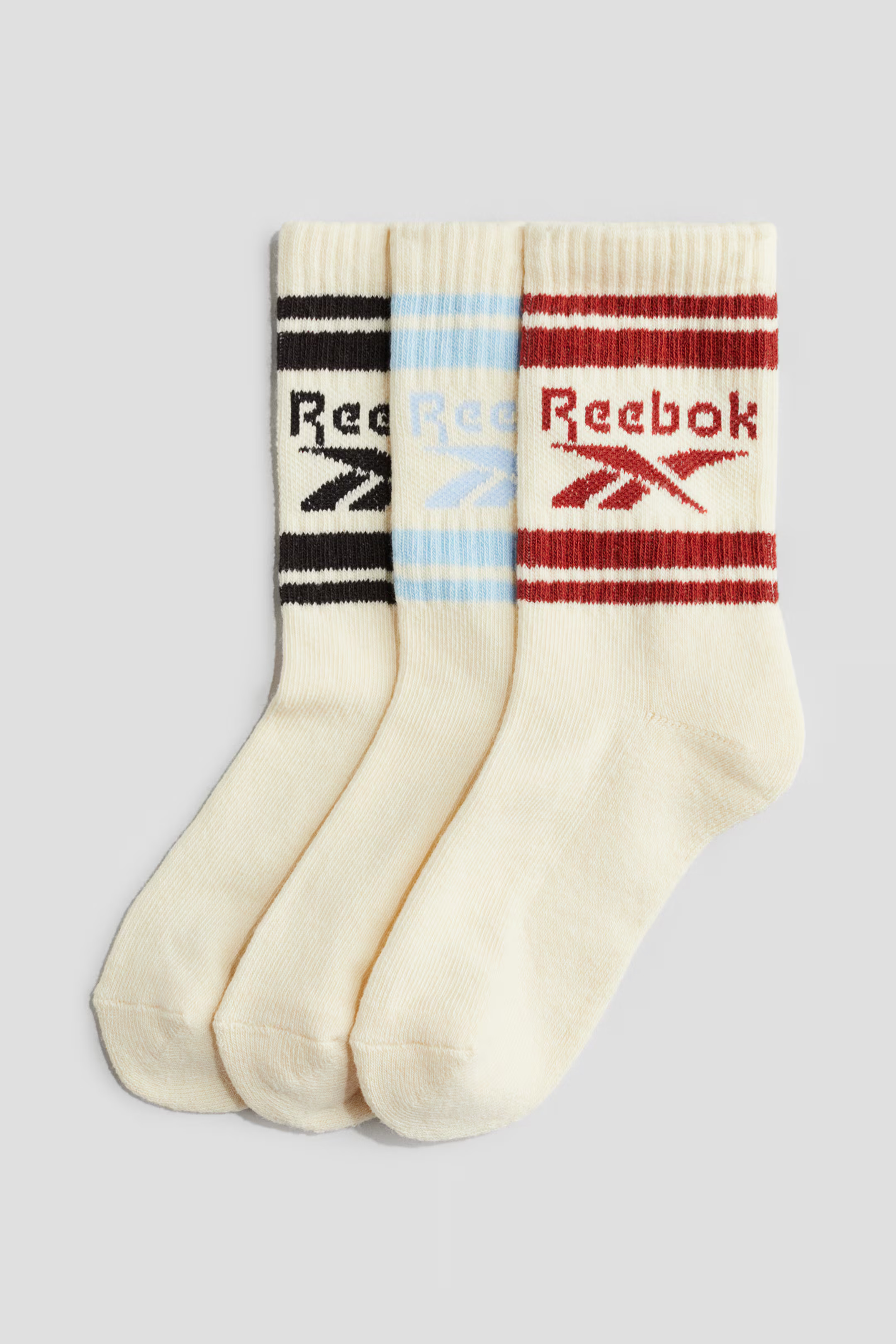 3-pack Ribbed Socks - Light beige/Reebok - Kids | H&M CA | H&M (US + CA)