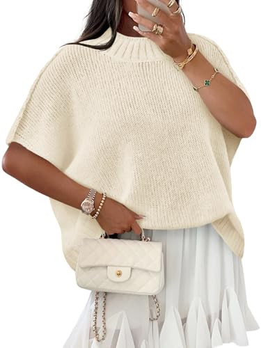 Saodimallsu Womens Oversized Sweater Tops Summer Lightweight Batwing Half Sleeve Casual Loose Kni... | Amazon (US)