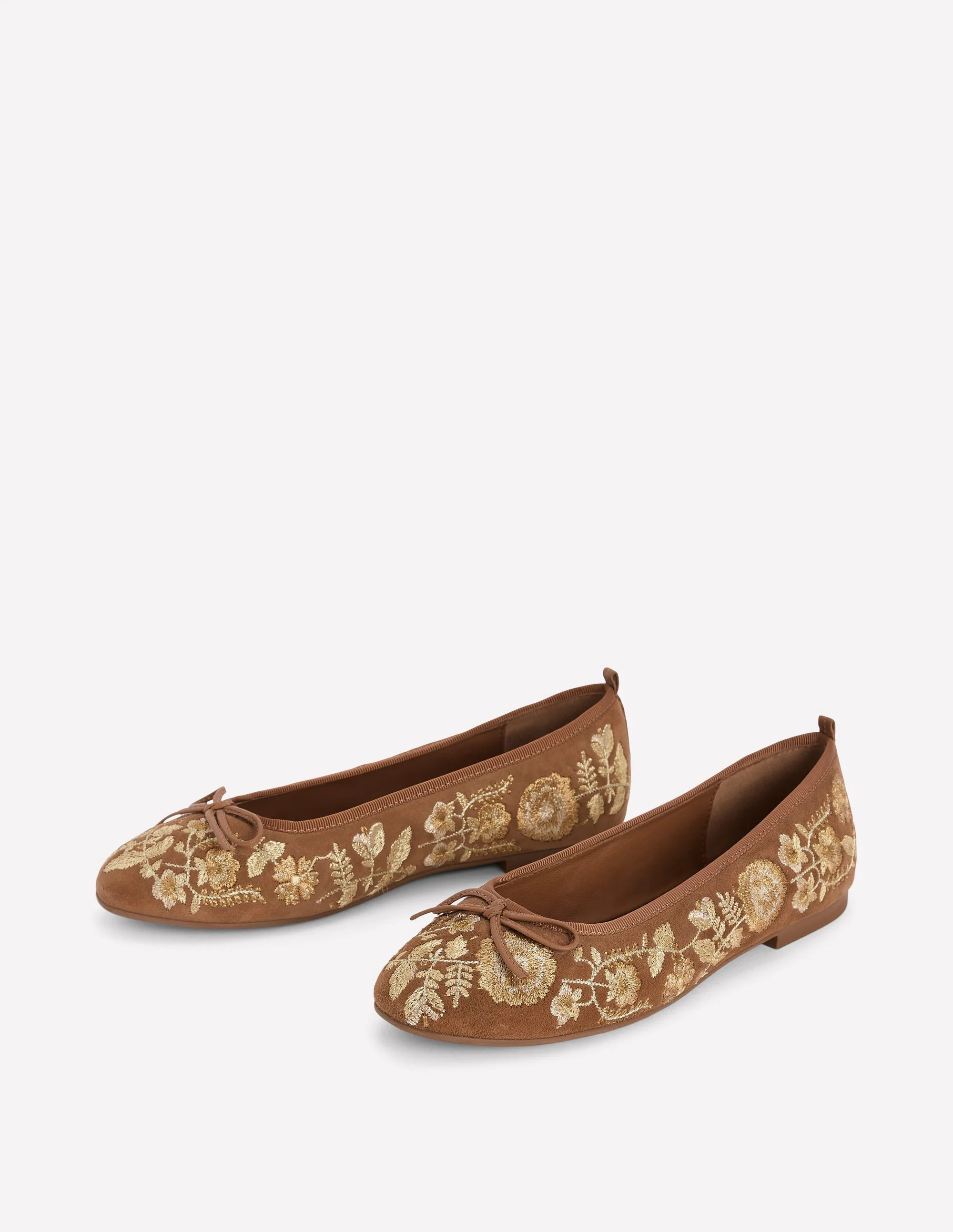 Patti Round Toe Ballet Flats-Gold Embroidered | Boden (US)