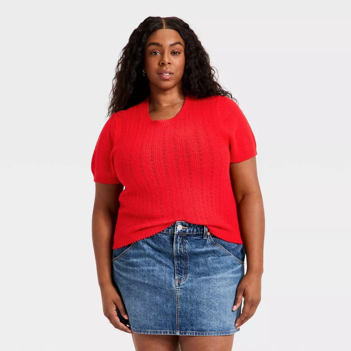 Women's Short Sleeve Pointelle Crewneck Pullover Sweater - Universal Thread™ | Target