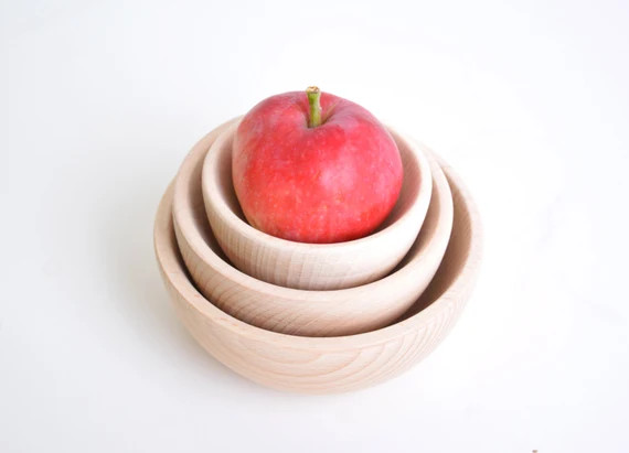 Set of 3 Unfinished Nesting Wooden Bowls Round Container | Etsy | Etsy (US)