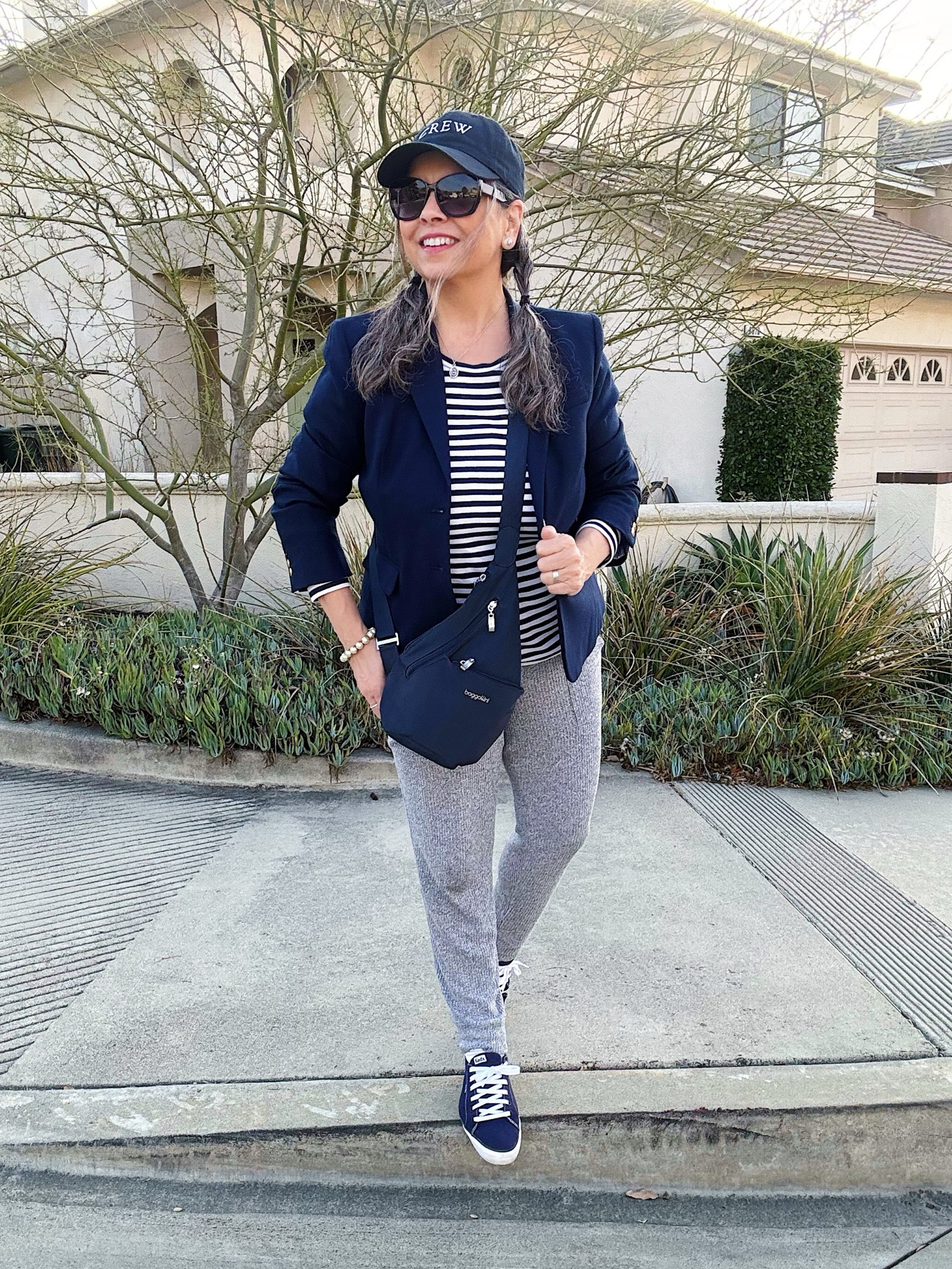 Headed to the Old Towne Farmers Market ~ dressing up a striped tee and joggers with a blazer. #joggers #jcrew #stripes #casual #weekend #preppy #athleisure #keds 

#LTKTravel #LTKOver40 #LTKShoeCrush