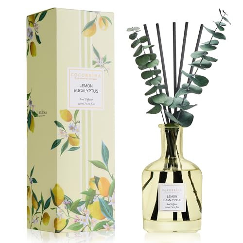 COCORRÍNA Lemon Eucalyptus Reed Diffuser – 6.76 oz Essential Oil with 8 Reeds & Real Eucalyptus Sticks, Home Fragrance for Bedroom or Bathroom Décor | Amazon (US)