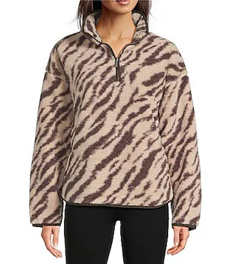 Sweaty Betty New Plush Printed Half Zip Long Sleeve Fleece Pullover - S | Dillard's