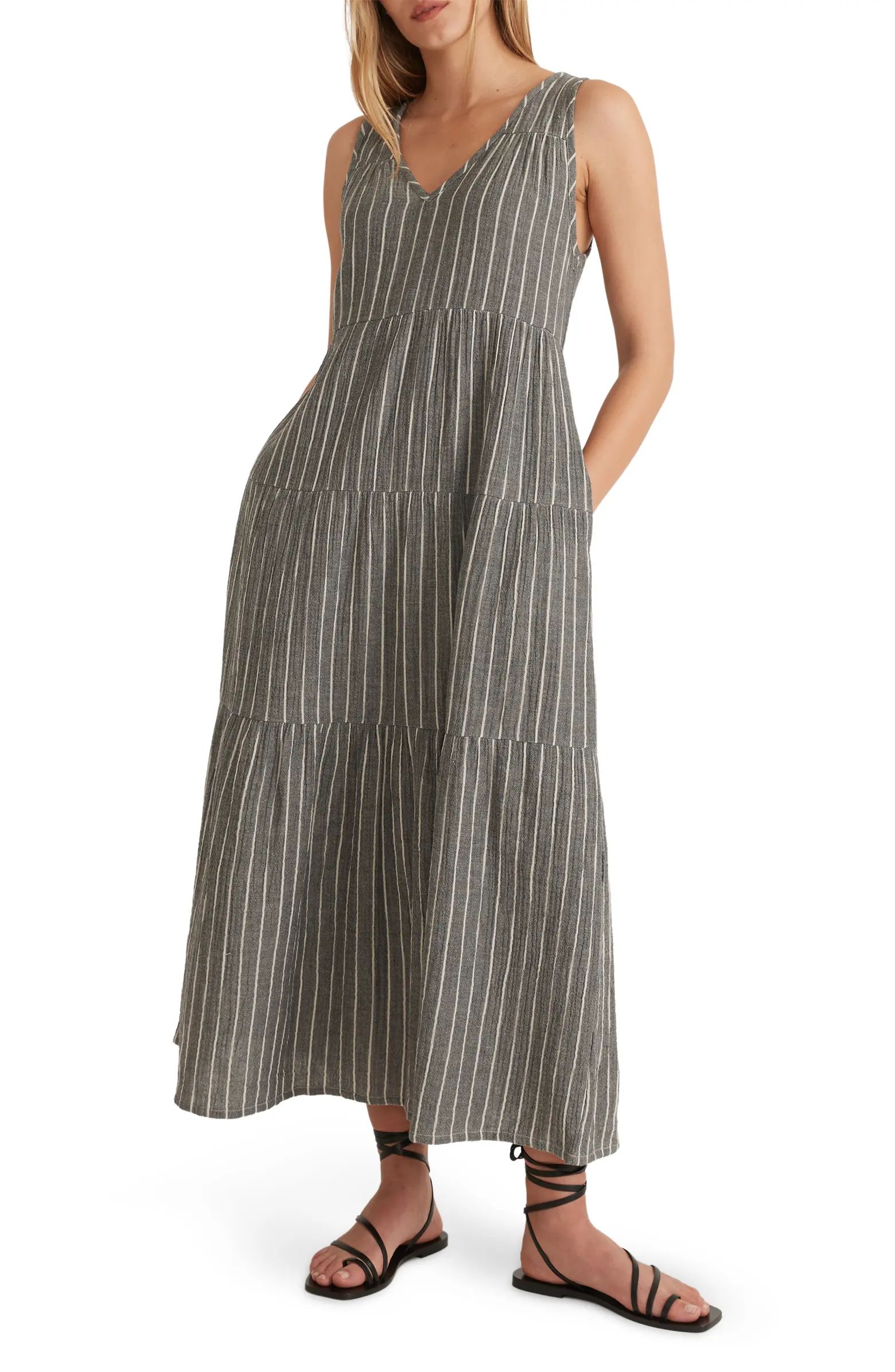 Corinne Stripe Tiered Cotton Maxi Dress | Nordstrom