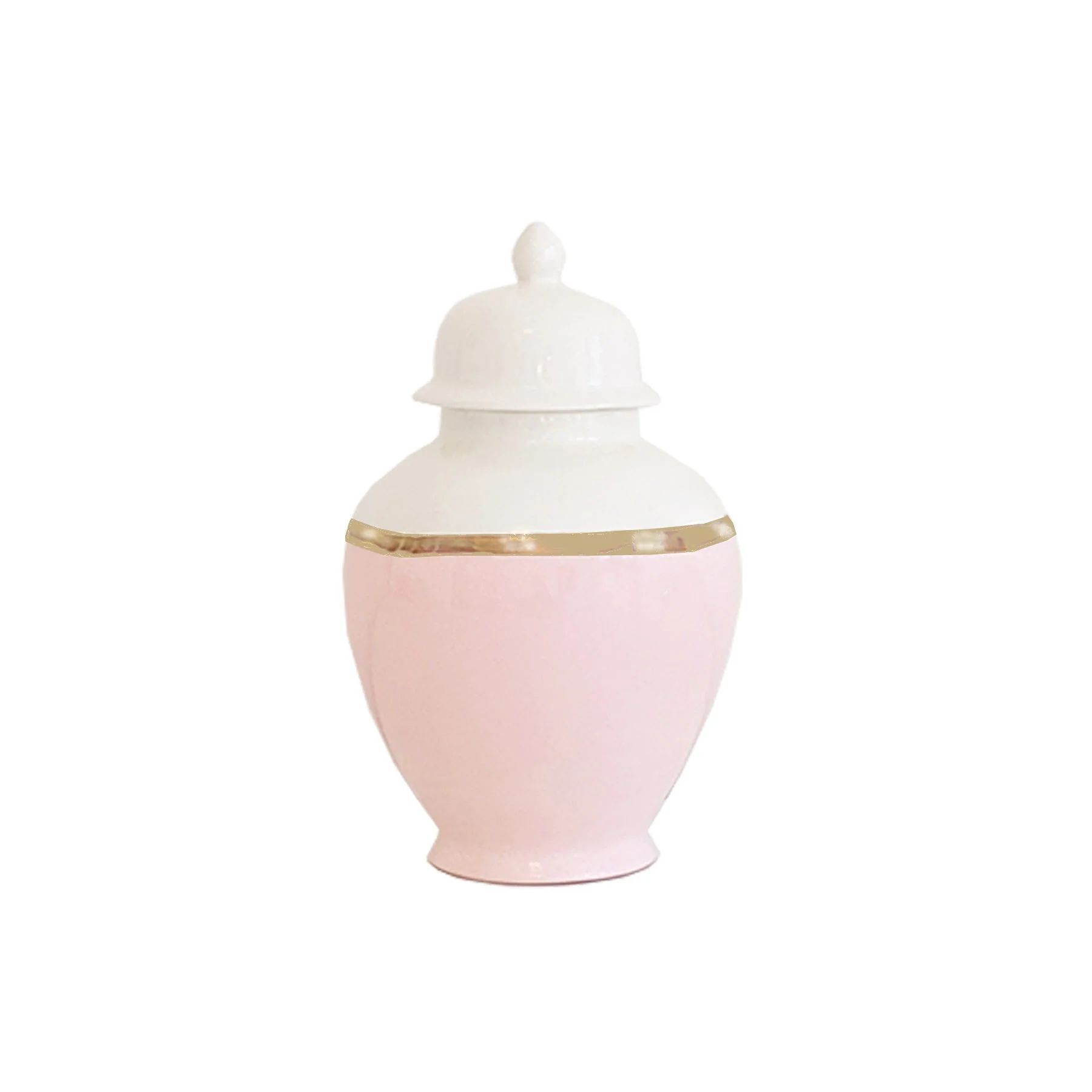 Cherry Blossom Pink Color Block Ginger Jar with Gold Accent | Ruby Clay Company