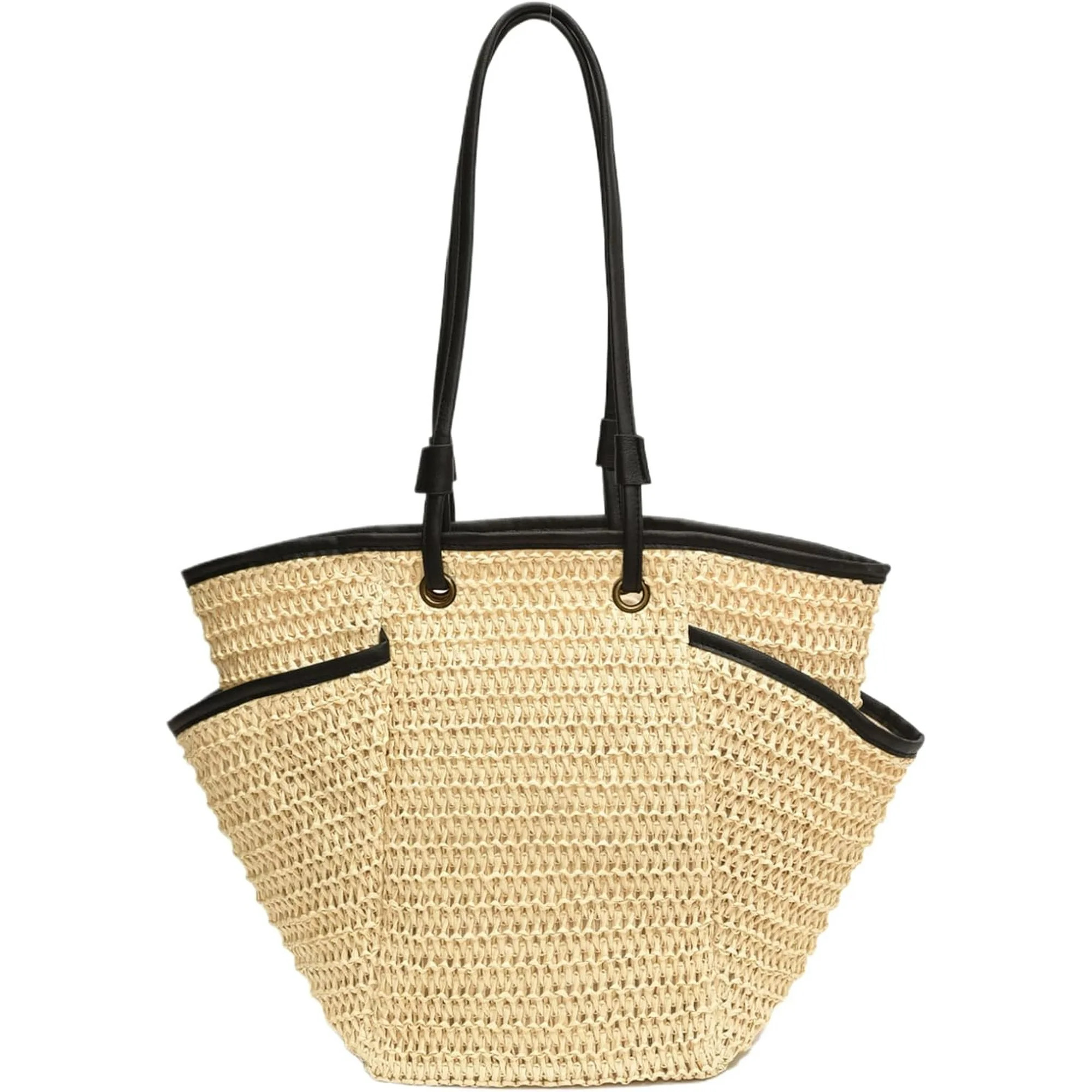 CoCoMangos Straw Beach Bag Large Packable Summer Raffia Tote Bag Designer Straw Purses and Handba... | Walmart (US)