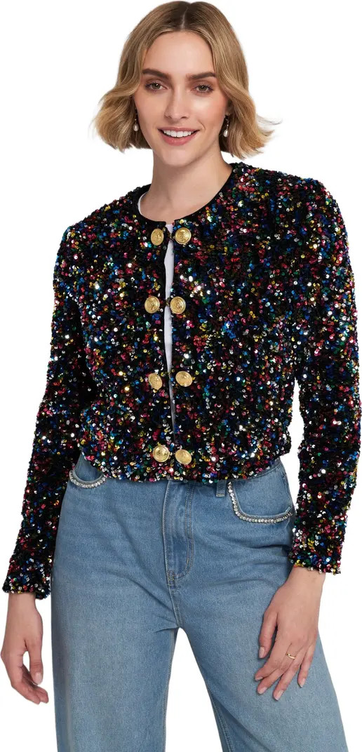ELLE Collection Sequin Cropped Jacket | Nordstrom | Nordstrom