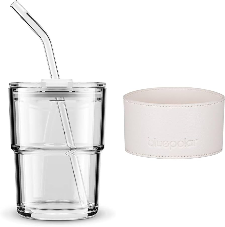 13 oz Tumbler Water Glass, Water Bottle with Straw and Dustproof Lid, Coffee Ice Cup Double Wall ... | Amazon (US)