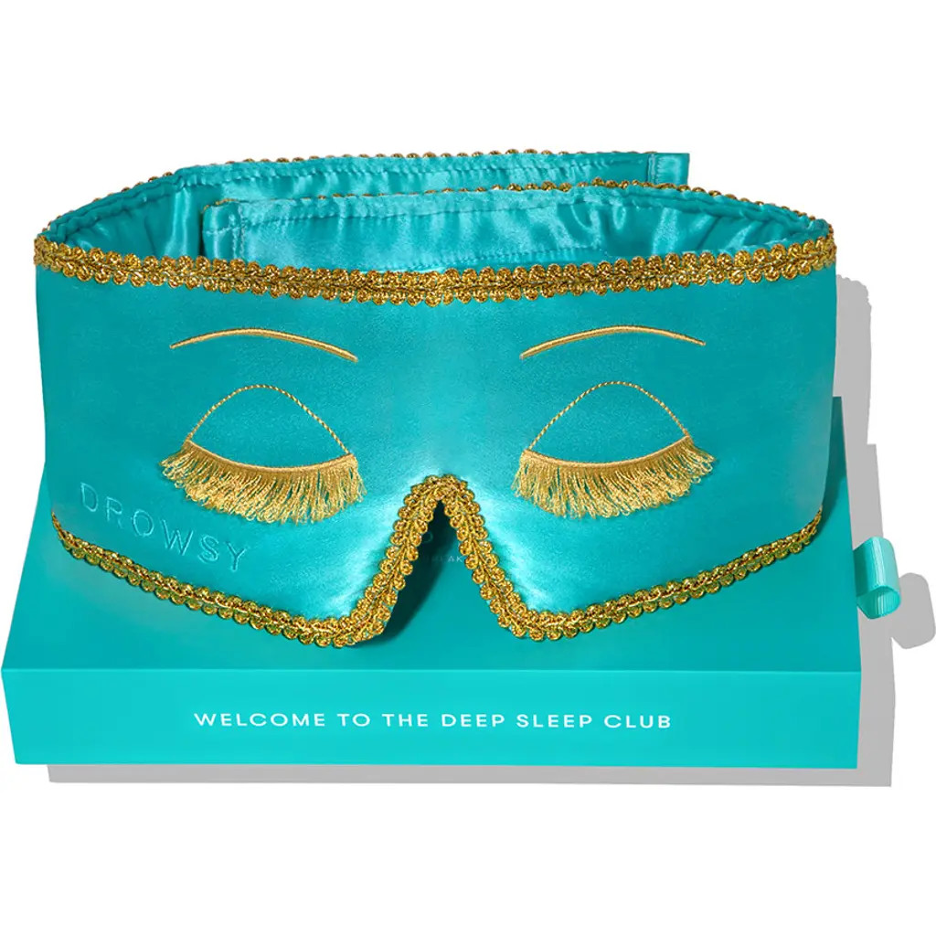 Drowsy Sleep Co. Silk Sleep Mask in Turquoise at Nordstrom | Nordstrom