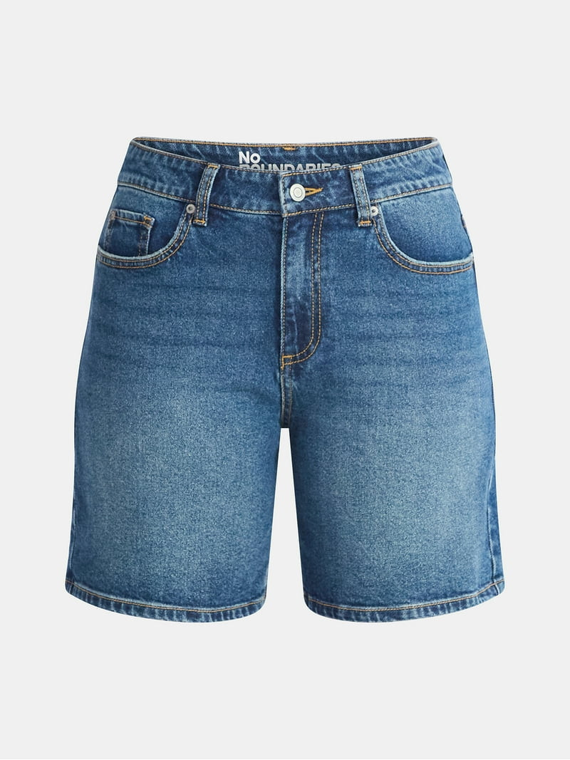 No Boundaries Relaxed Denim Shorts, 7" Inseam, Women's | Walmart (US)
