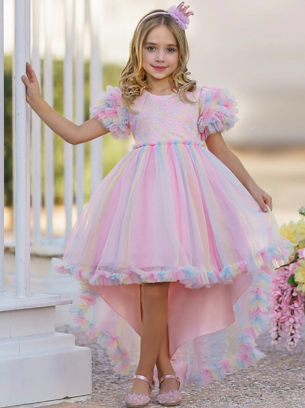 My Pastel Party Hi-Lo Rainbow Dress | Mia Belle Girls