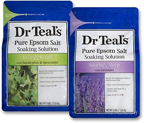 Dr Teal's Epsom Salt Bath Soaking Solution, Eucalyptus and Lavender, 2 Count, 3lb Bags - 6lbs Tot... | Amazon (US)