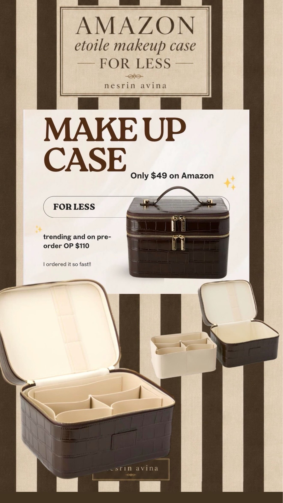 The viral etoile makeup case that is sold out and on pre order FOR LESS on Amazon.  #amazon #etoilemakeupcase #makeupcase

#LTKgrwm #LTKBeauty #LTKSaleAlert