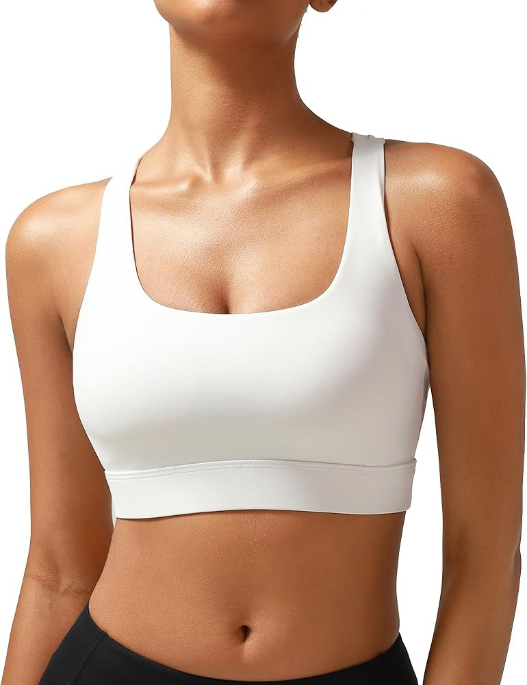 RUNNING GIRL High Impact Sports Bras for Women - Scoop Neck Strappy Sports Bra High Support Mould... | Amazon (US)