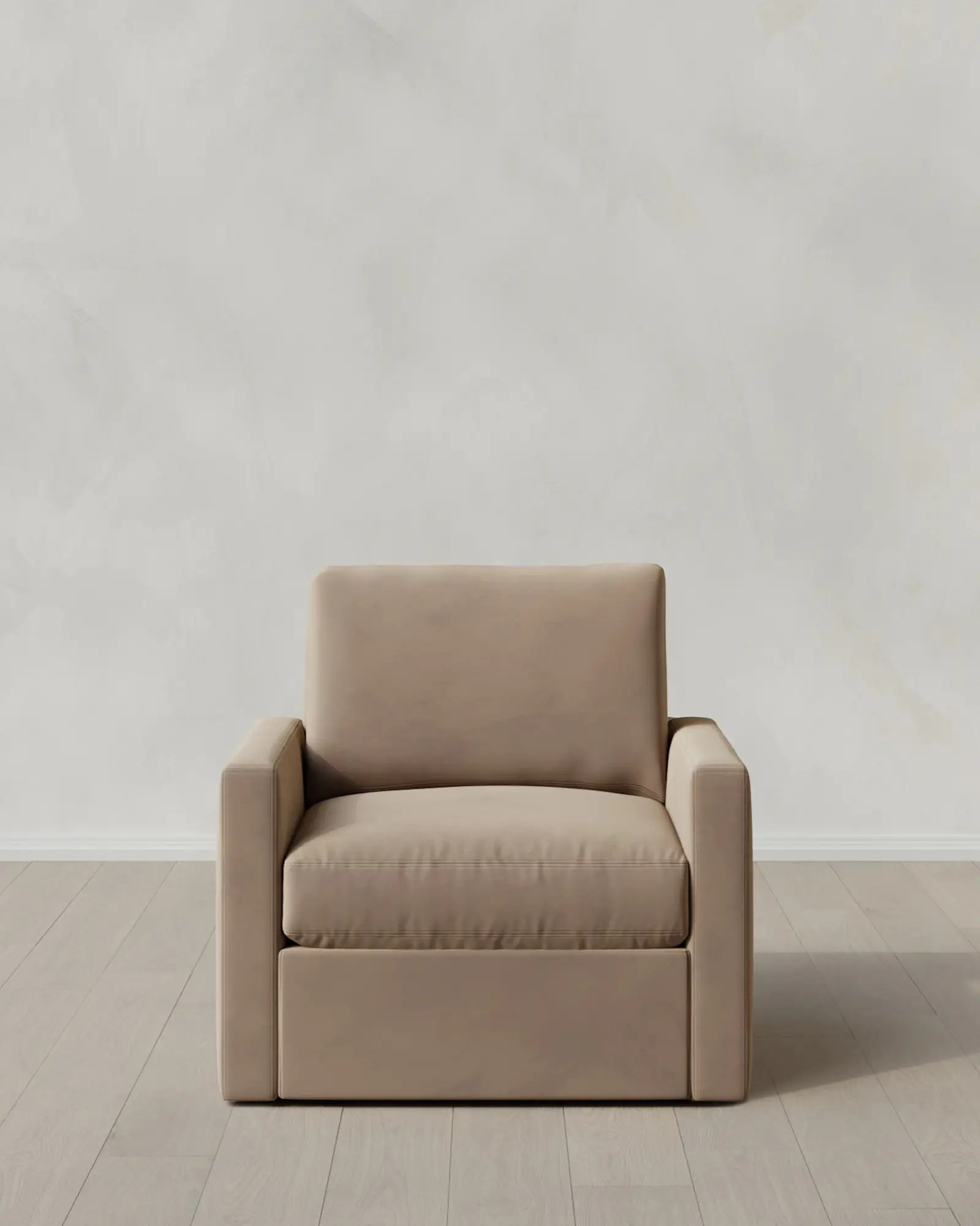 Brennan Performance Velvet Swivel Chair in Taupe | Quince