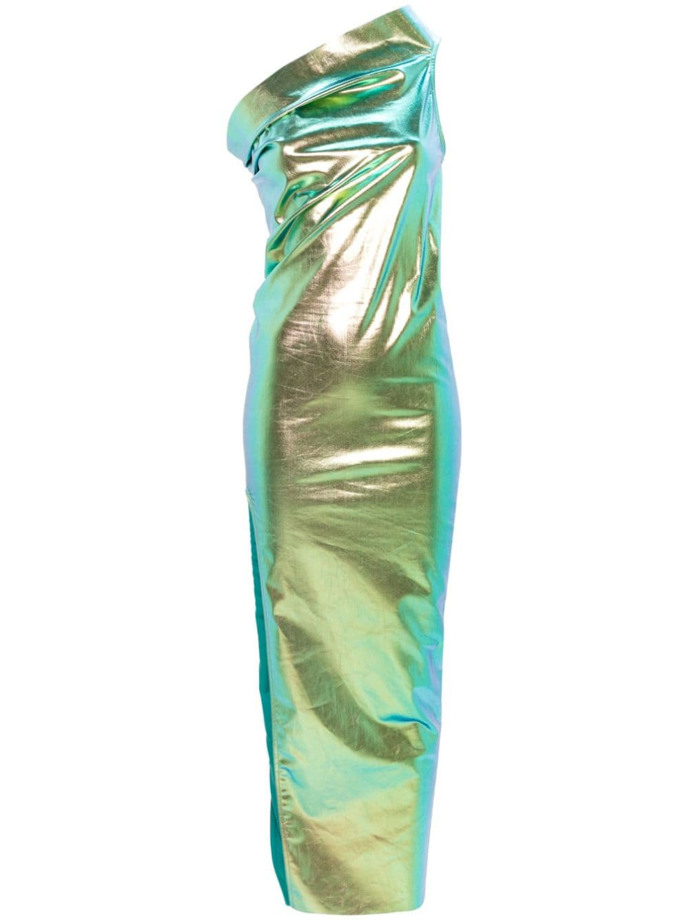 Rick Owens Athena iridescent-effect one-shoulder gown - Green | Farfetch Global